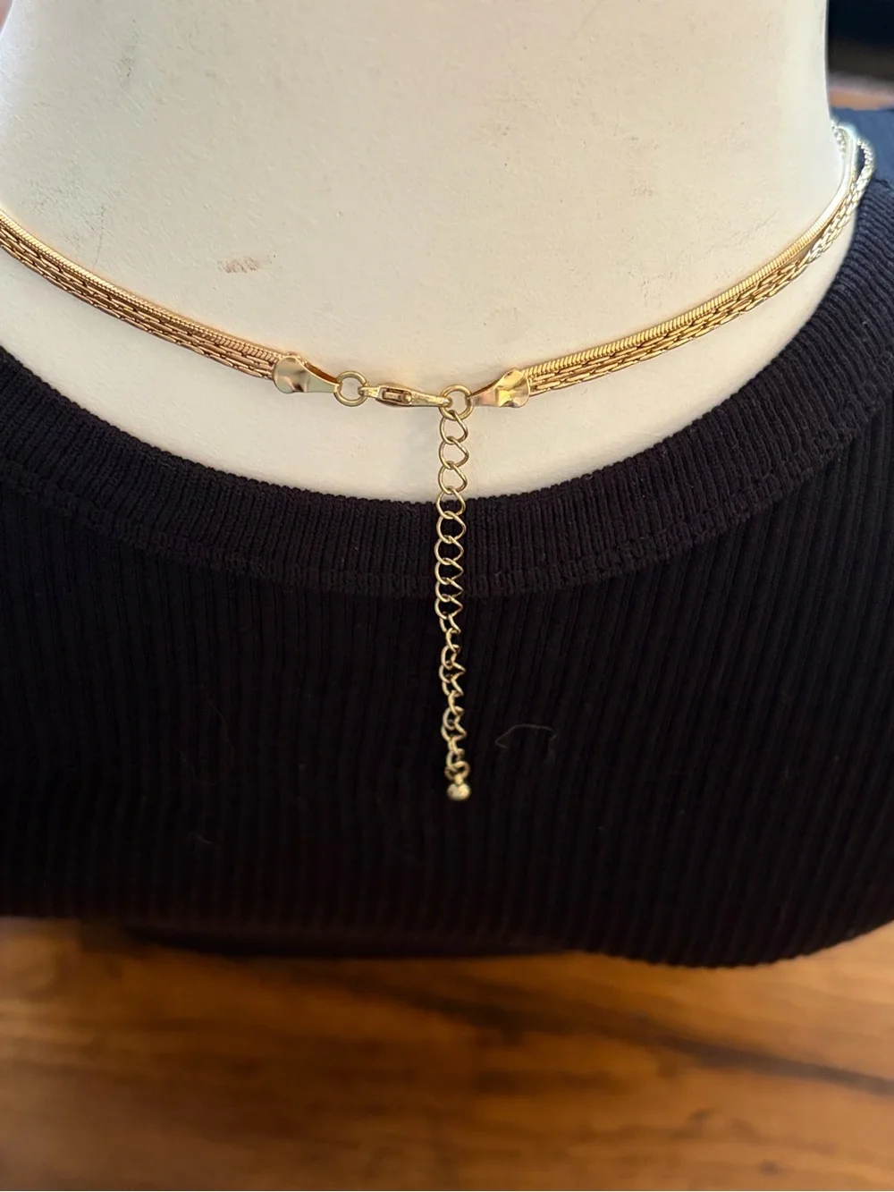 Candie's Long Multi-Strand Gold Tone Necklace with Bow Pendant